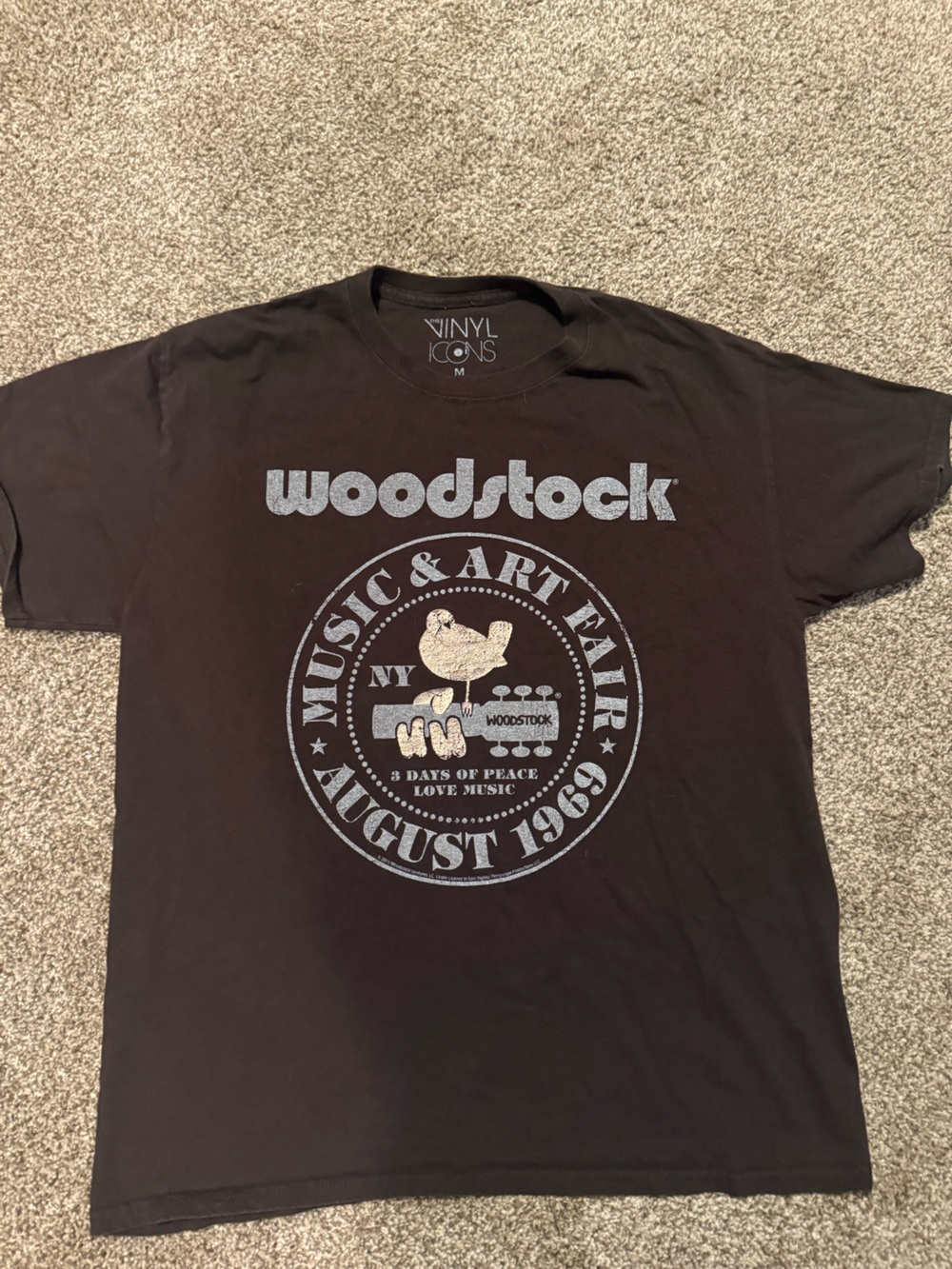 Woodstock Black Graphic Tee by Vinyl Icons - Men's Short Sleeve